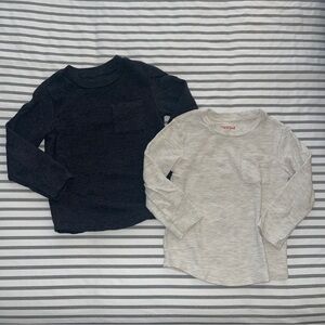 Cat & Jack Set of 2 Long Sleeve Shirts with Pocket 4T Ivory and Charcoal Grey